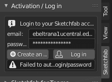  Inicio de sesión en Sketchfab plugin en Blender