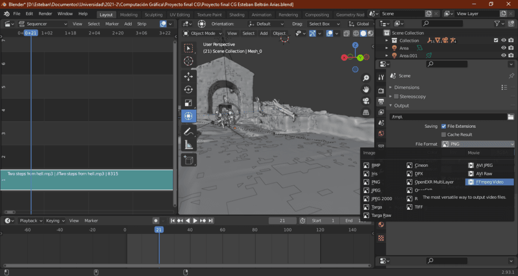 Audio en el editor de secuencias de video en Blender