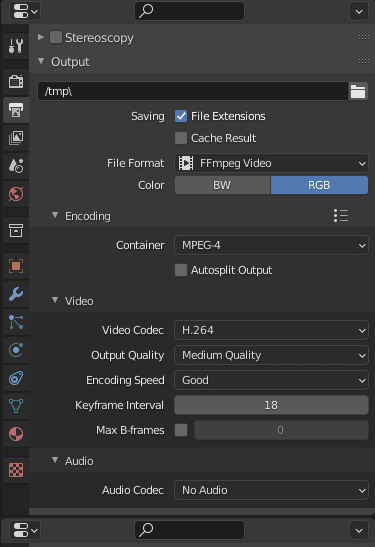 Configuración de formato de video en Blender