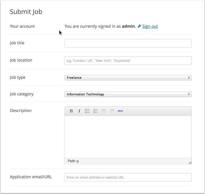 Job example formulario