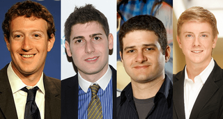 Mark Zuckerberg, Chris Hughes, Dustin Moskowitz y Eduardo Saverin