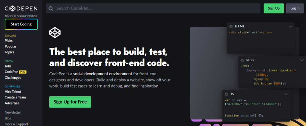 CodePen Plataforma