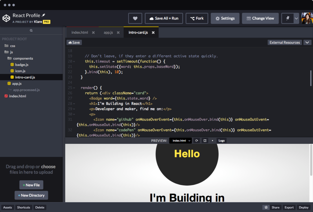 Interfaz CodePen