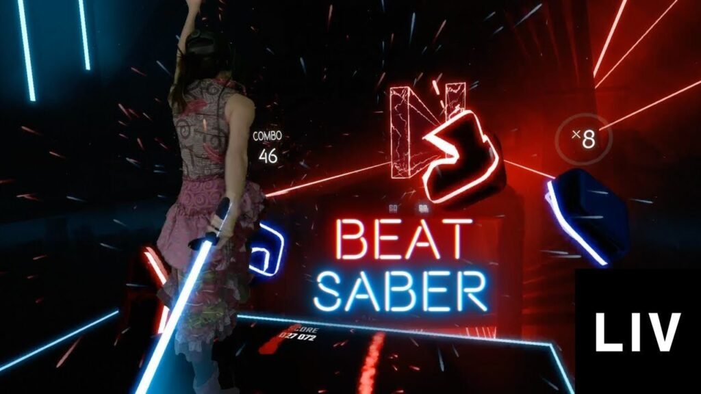 Juego de realidad virtual musical llamado Beat Saber