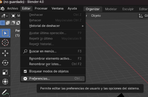 Ir a preferencias de blender. 