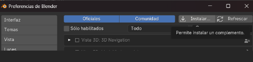 Instalar el complemento. 