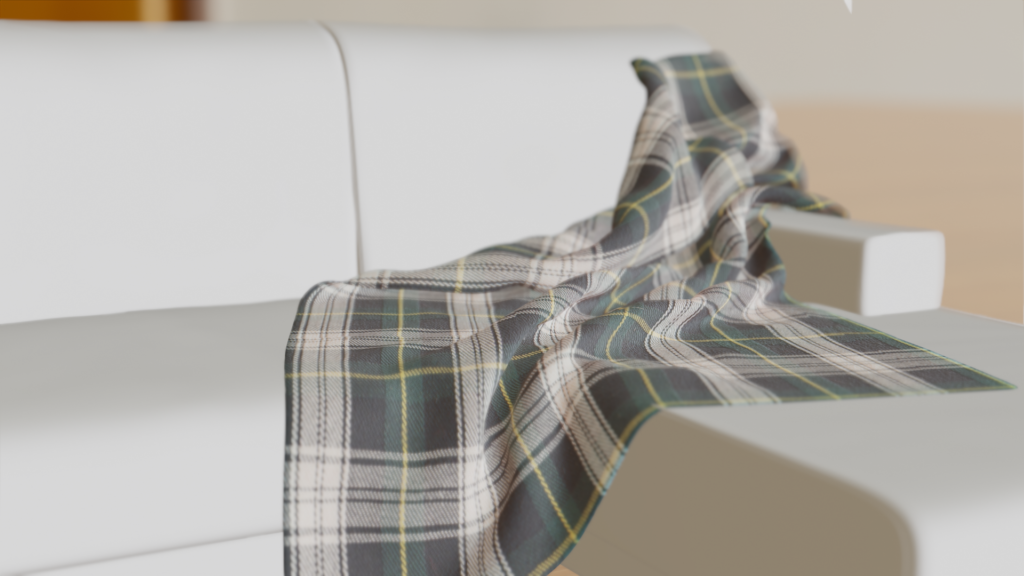 Simulacion de una manta sobre el sillon