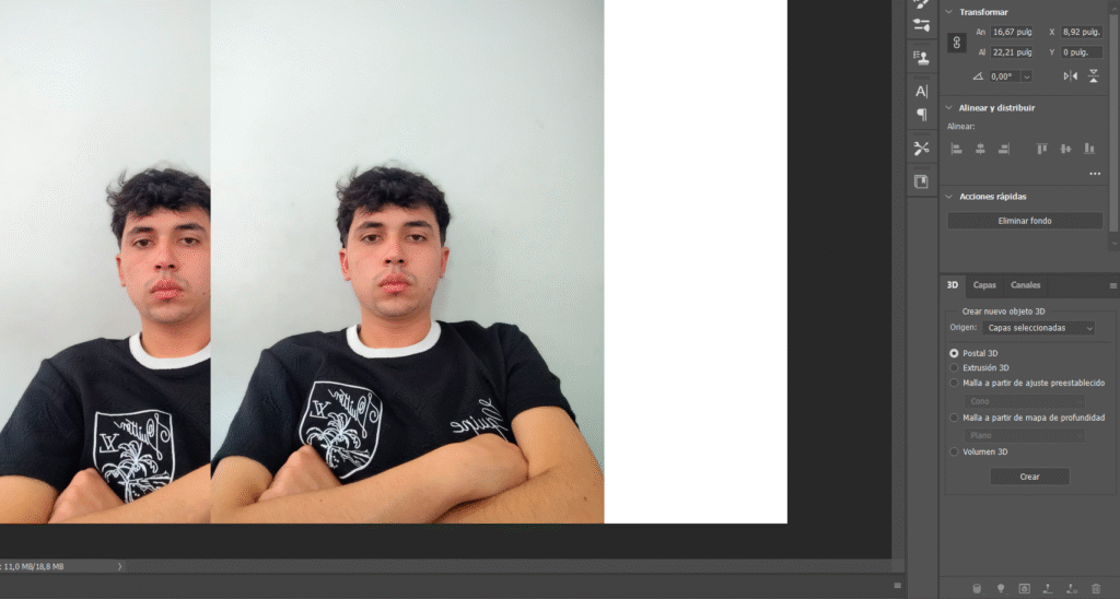 Pantalla de Photoshop con las dos imágenes visibles en la paleta de capas.