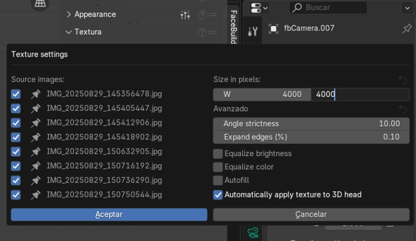 rostro 3D Blender FaceBuilder modelado