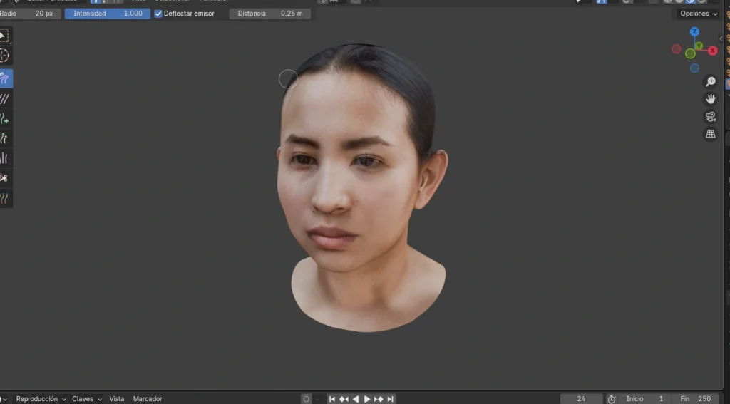 rostro 3D Blender FaceBuilder modelado