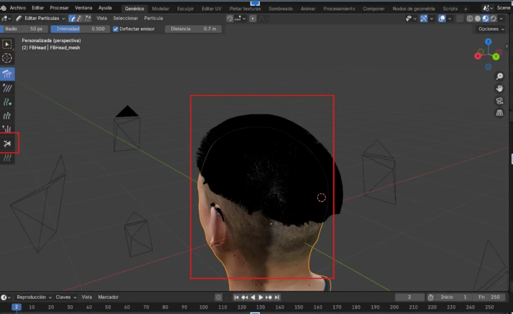 cabello digital en Blender