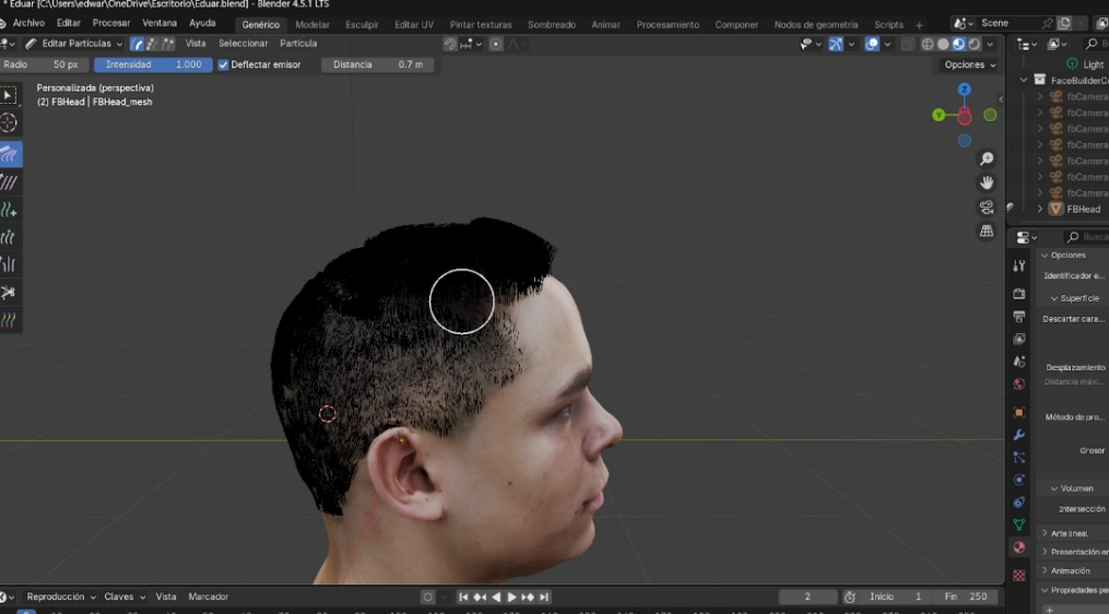 cabello digital en Blender