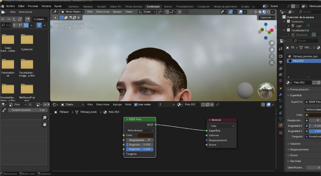cabello digital en Blender