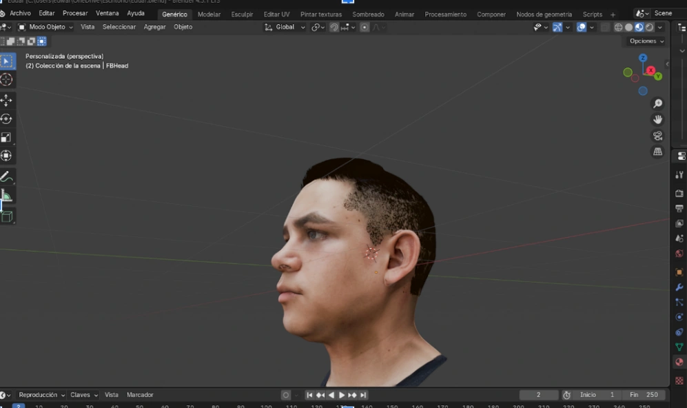 cabello digital en Blender