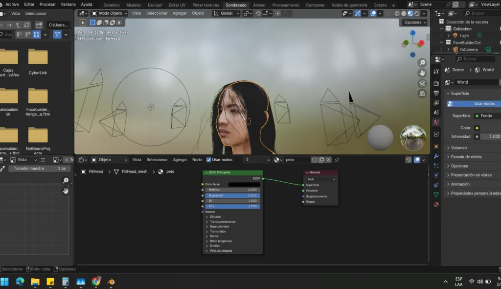 cabello digital en Blender