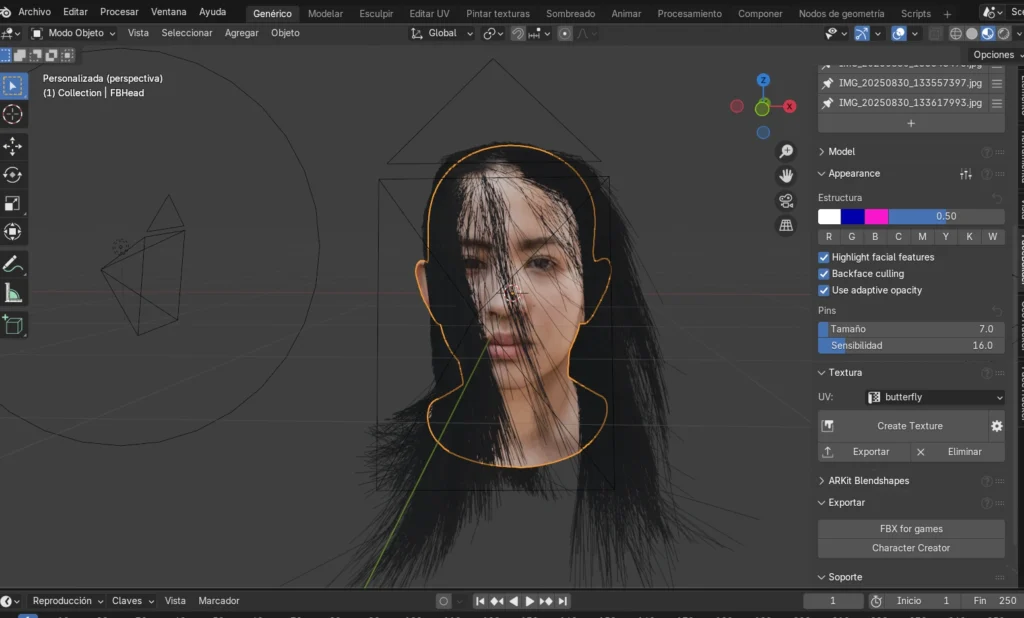 cabello digital en Blender