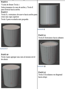  Extrusión hacia abajo para crear el interior del posillo.