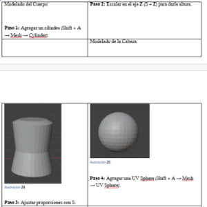 Creación del cuerpo del personaje usando un cilindro.