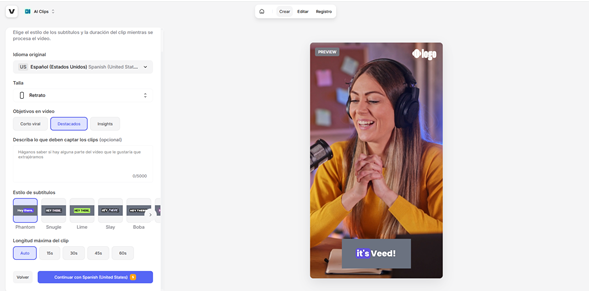 Indica como quiero los subtítulos