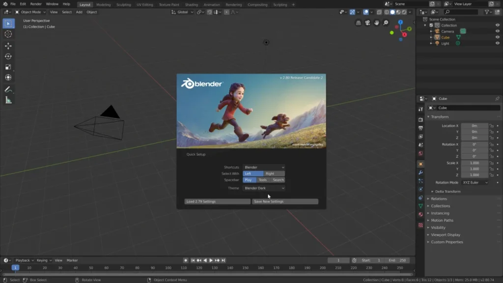 Interfaz actualizada de Blender