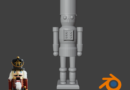 Modelo del soldado cascanueces en Blender junto a la imágen de referencia