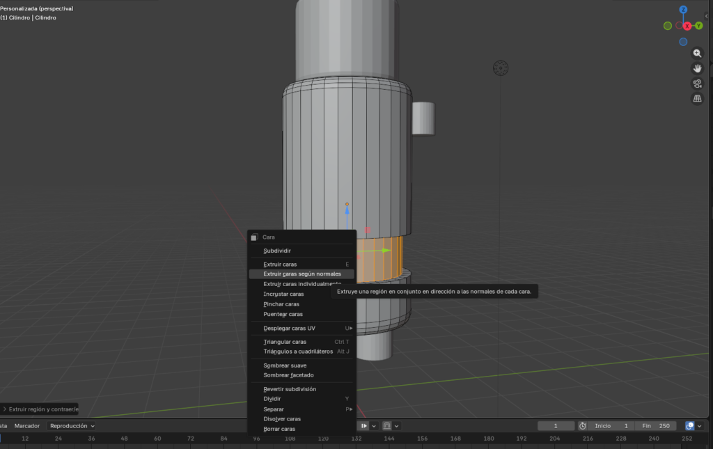 Figura 13. Extrusión de caras del cinturón