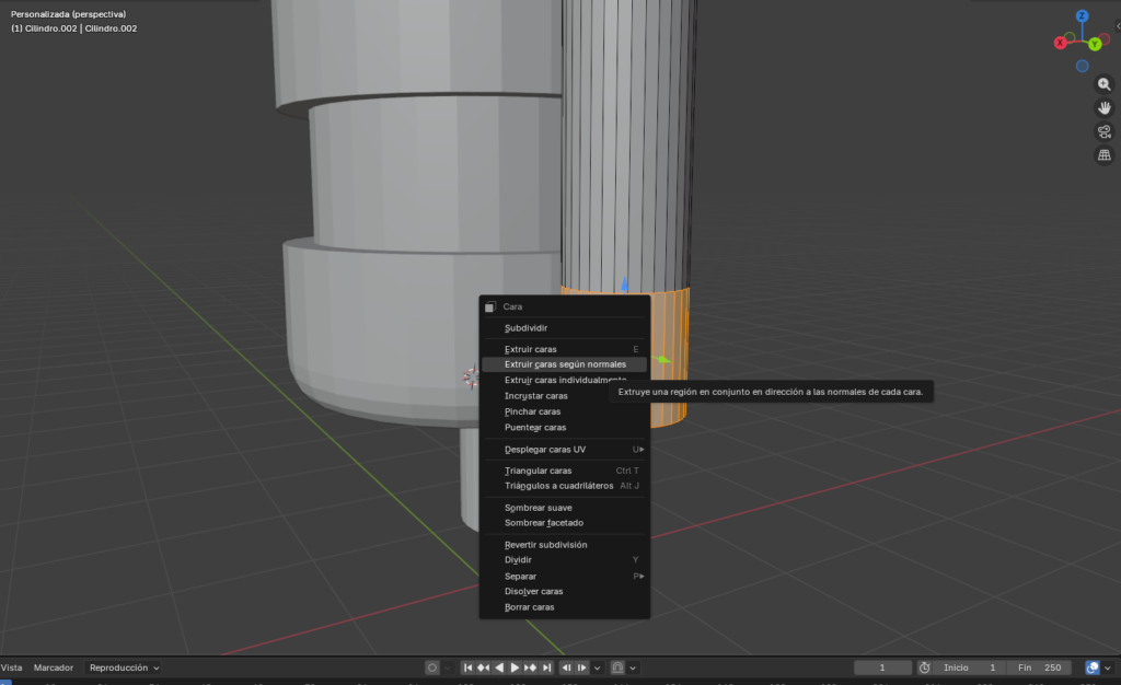 Figura 19. Extrusión según sus normales