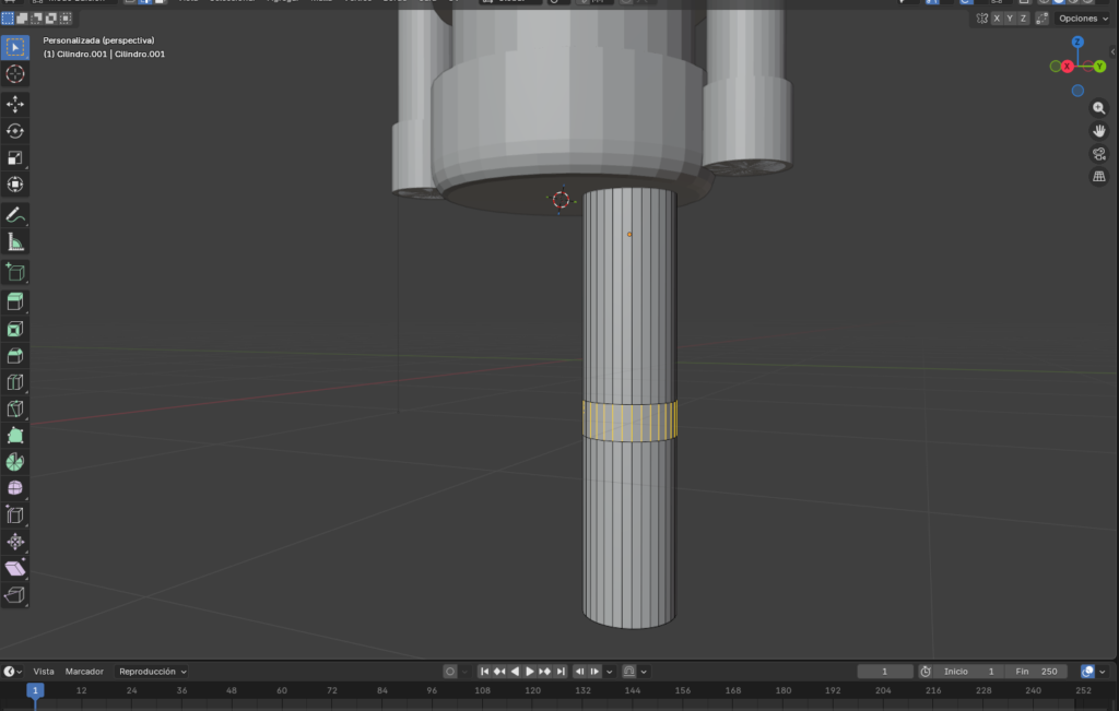 Figura 29. Creación de loop cut para las rodillas