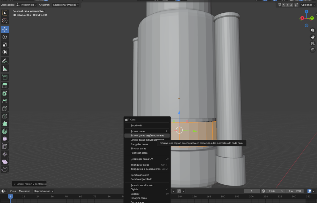 Figura 54. Extrusión según sus normales