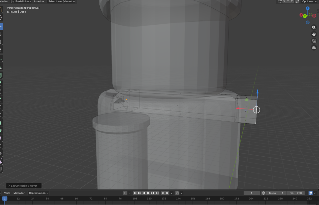 Figura 67. Continuación de extrusión para el mecanismo