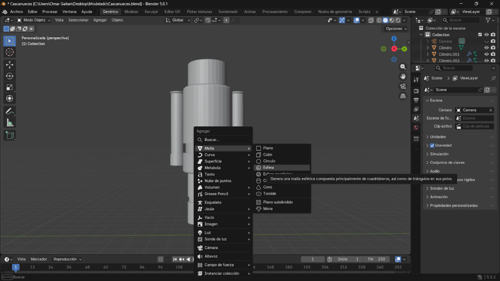 Agregar malla esfera