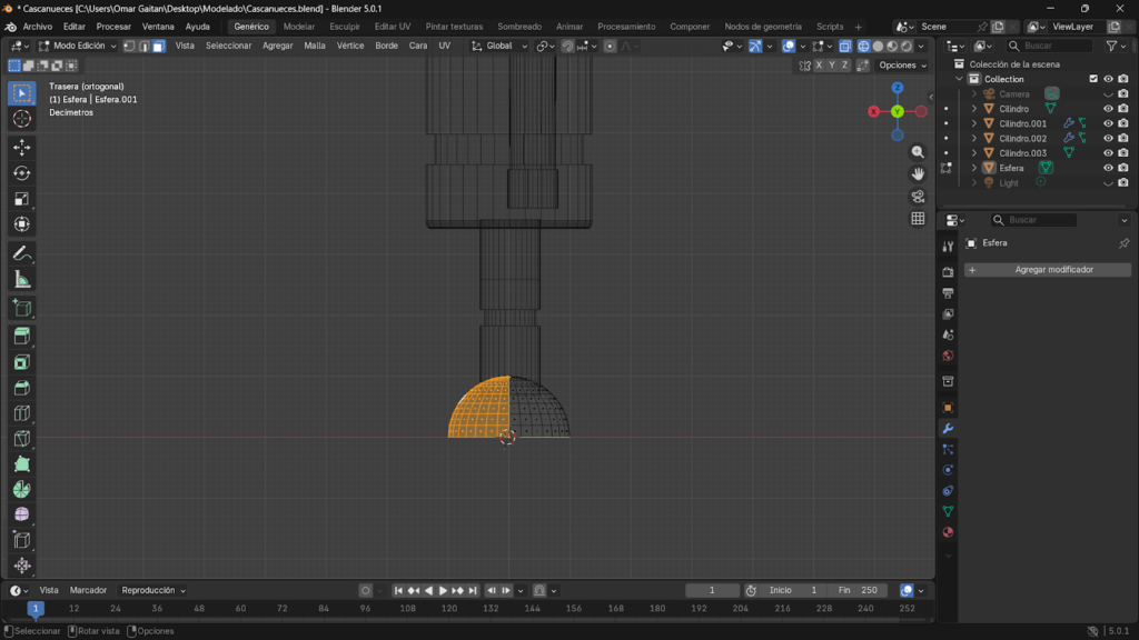 Seleccionando la esfera