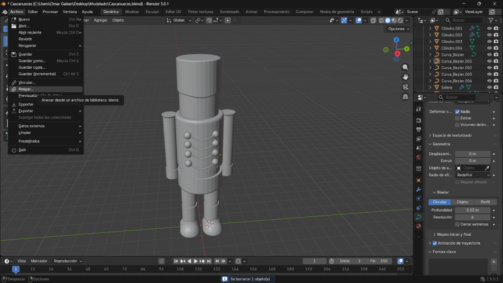 Anexando otro modelado diferente al cascanueces