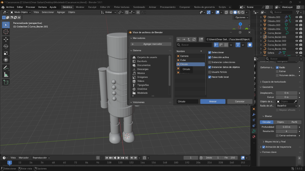 Seleccionando el modelado de otro proyecto