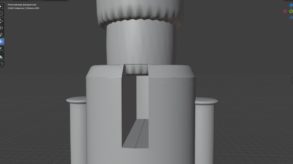 “Relleno de la geometría interna para cerrar completamente el cuerpo del modelo.”