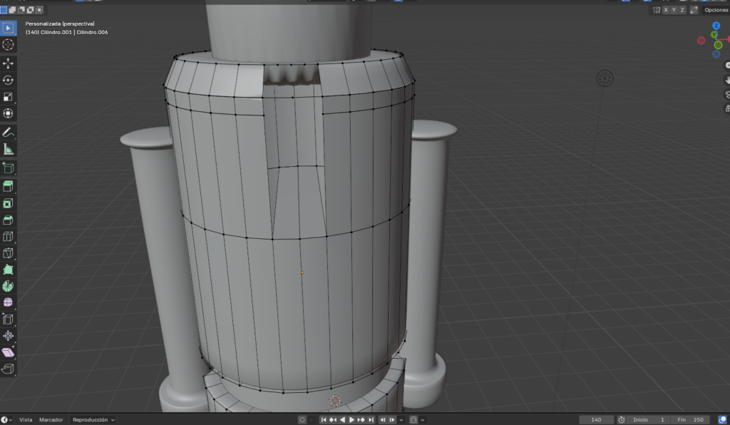 “Cierre de la abertura central rellenando las aristas internas.”
