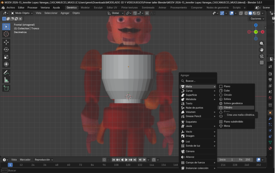 Inserción de malla Cilindro