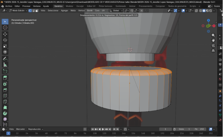 Biselado de una parte del tronco