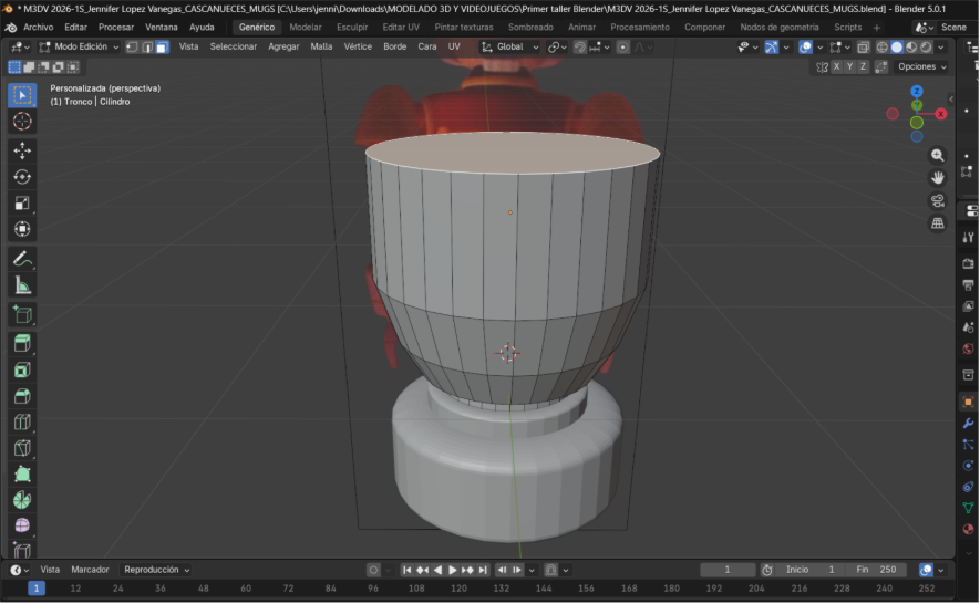Selección de caras en el Modo Edición