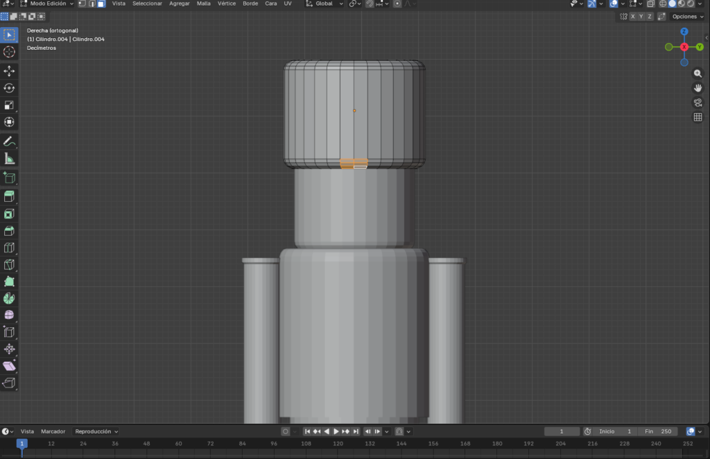 Figura 47. Selección de caras inferiores del sombrero