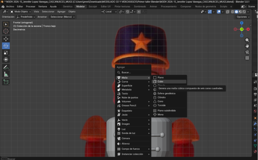 Inserción de la primitiva: Cubo