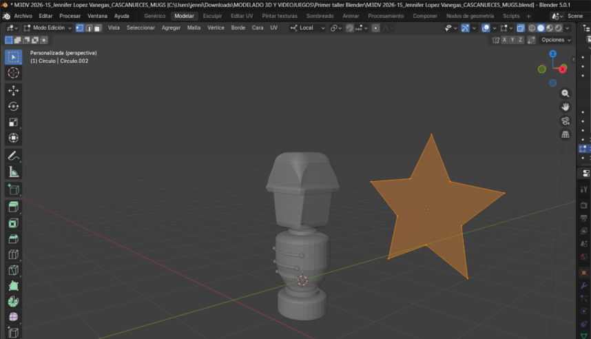 Insertar cara para unir los vértices de la estrella