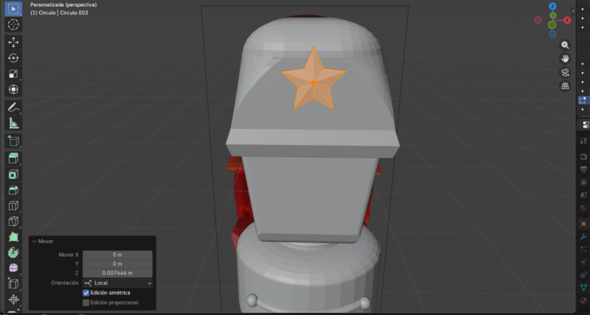 Ubicación de la estrella sobre el sombrero