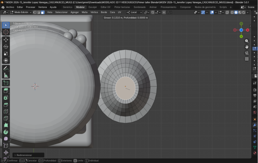 Vista inferior del modelo