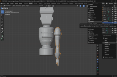 Uso del modificador para simetrizar el brazo