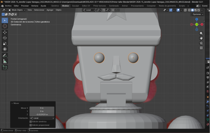 Adición de primitivas: Esferas para los ojos del personaje