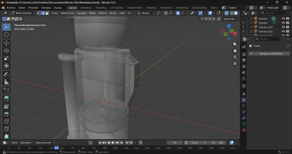 Aplicar bevel nuevamente