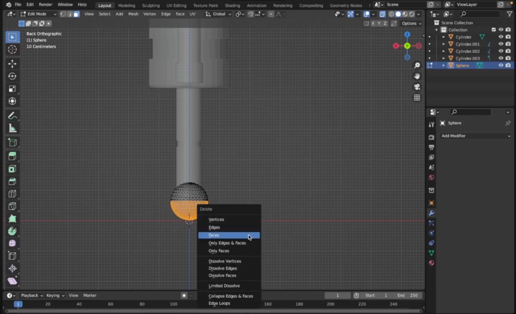 Figuras 5. Colocación de los cubos base para los zapatos y alineación con las piernas mediante espejo.