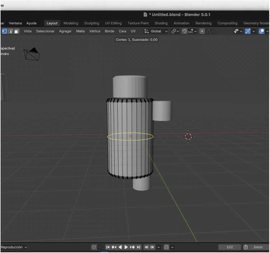 Inserción de un corte (loop cut) en el cuerpo para ubicar el cinturón.