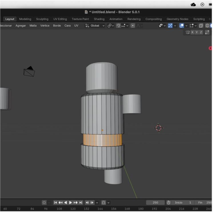 Extrusión hacia adentro para formar el cinturón alrededor del cuerpo del cascanueces.